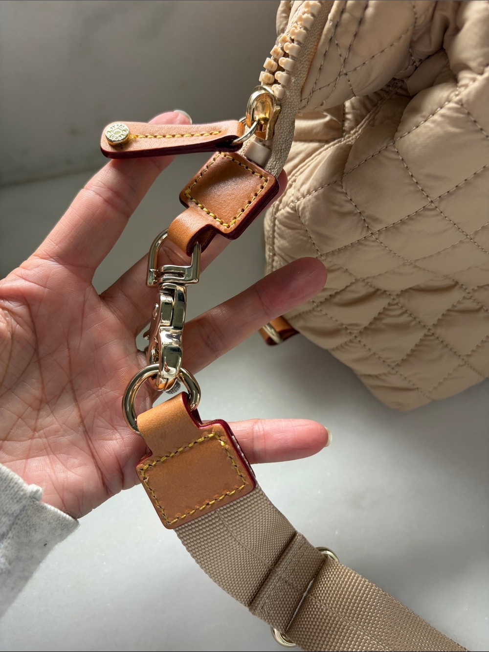 MZ Wallace Quilted Beige Crossbody Bag - Picture 7 of 13